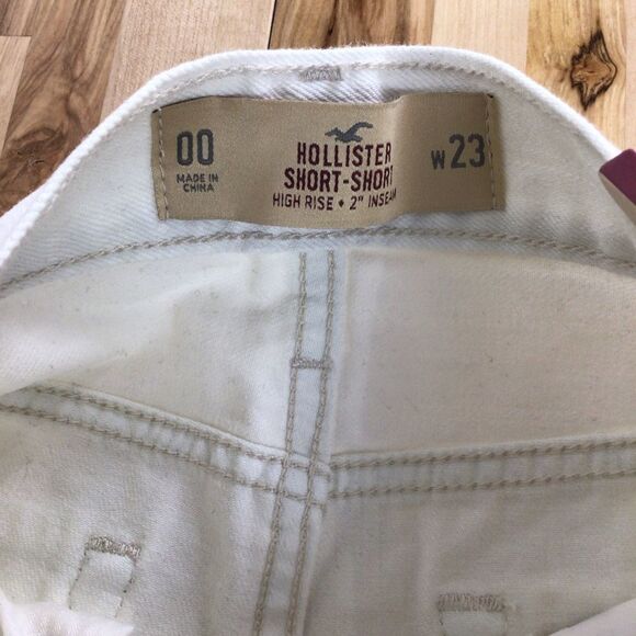 HOLLISTER lace mini jorts jeans shorts distressed white denim size 0 ripped - Picture 3 of 9